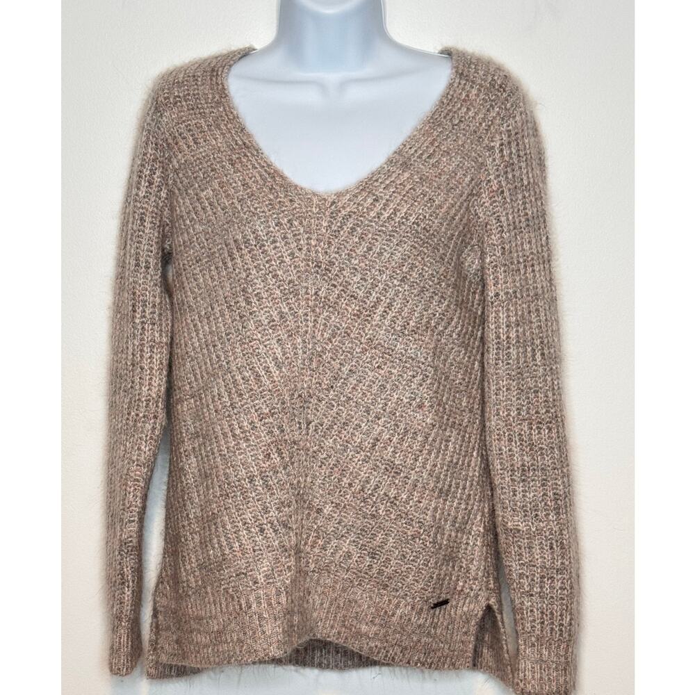 Abercrombie Womens‎ v-neck pullover sweater normcore beige mom basic SIZE XS